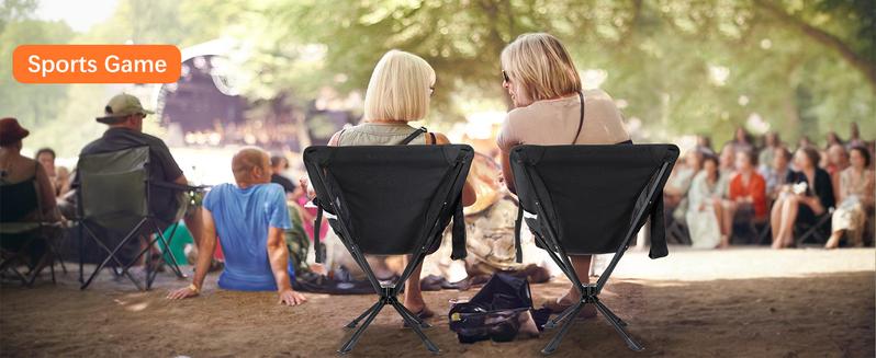 360° Swivel Camping Chairs, Portable Camping Chair with Headrest and Storage Bag, Lightweight Foldable Chair for Outside Camping, Hiking, Travel, Beach and Sports