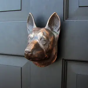 German Shepard Door Knocker by Michael Healy - Solid Aluminum, Handcrafted, Easy Install