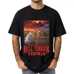 Bull Terrier Things Shirt Menswear 100% Preshrunk Cotton Unisex Crewneck Top Soft Breathable Midweight Fabric Eco-Friendly Inks USA Made