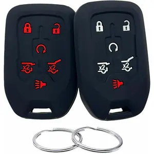 Silicone Rubber Key Fob Cover Compatible with 2014-2021 Chevrolet Suburban Tahoe GMC Yukon Yukon XL HYQ1AA
