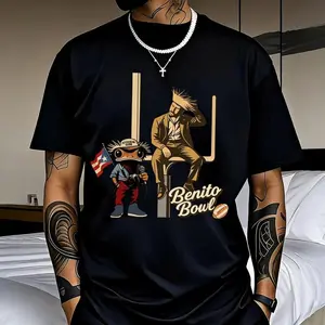 Men's & Women's Benito Bowl Shirt - Puerto Rico Coqui Frog Tee, Comfortable Fitted T-Shirt Suitable for Football Fans, Casual Crew Neck Top, Christmas & New Year Gifts for Fans and Friends