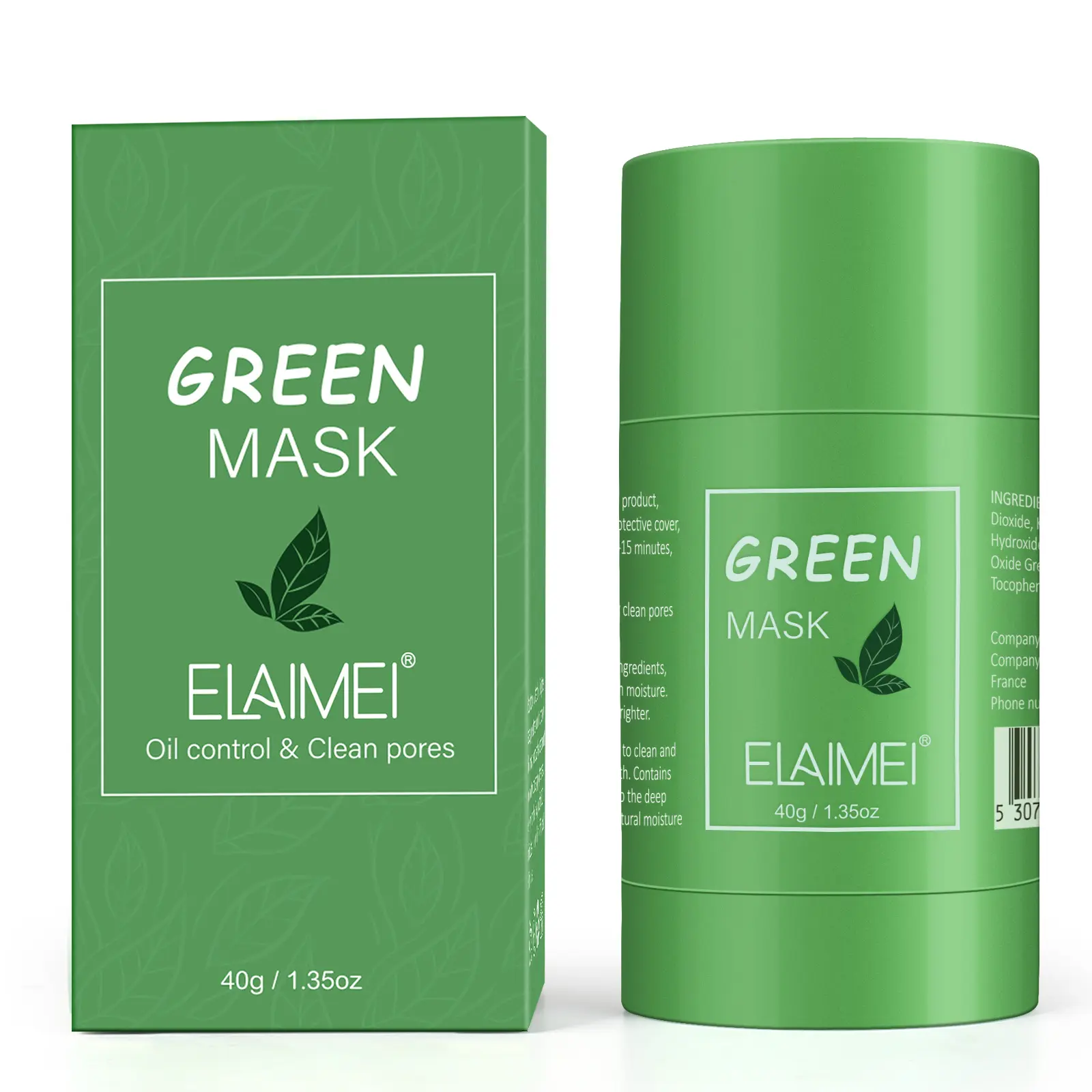 ELAIMEI Green Tea Mask, Clay Stick Cleansing Blackhead Remover Face Mask Stick with Natural Clay Gentle Exfoliating Smoothing Skin(40g/1.35oz), Summervibes