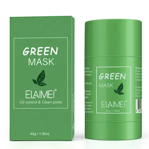 ELAIMEI Green Tea Mask, Clay Stick Cleansing Blackhead Remover Face Mask Stick with Natural Clay Gentle Exfoliating Smoothing Skin(40g/1.35oz), Summervibes