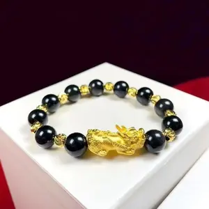 NaturalPixiu Gold-Plated Men's Money Beads & Buddha Beads Bracelet High-End Cultural Play Jewelry for Adults Elegant & Meaningful Gift for Male necklace with meaning matching daily spiritual college Classic Magnetic Copper