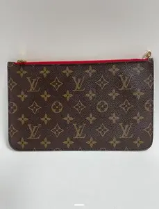 Pre-owned Louis Vuitton coated canvas Clutches & Wristlets Red Neverfull Detachable Pouch