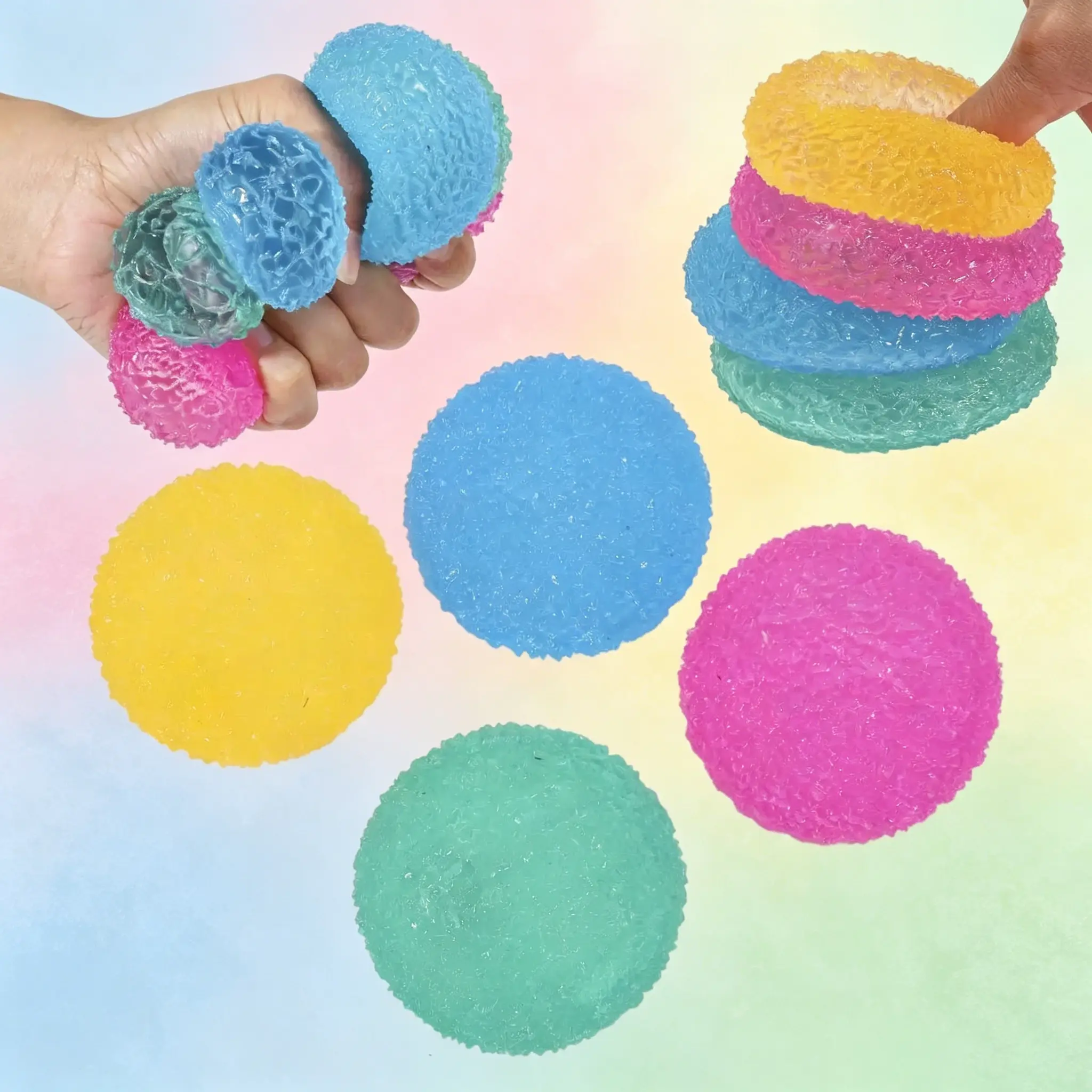 [Dealsforyou] Crystal Mochi Stressball Handmade, Slow Rising Gummy Texture Squishy Sensory Toy, Soft Anxiety Relief Decompression Squeeze Ball for Adults Kids Office, TPR 2026 Trending, restock, dealsforyoudays, summerwins, DFYD