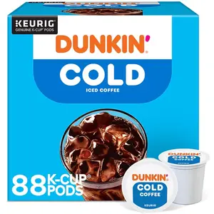 Dunkin' Cold Iced Coffee K-Cup Pods, Medium Dark Roast, 88/Carton