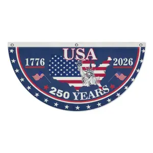 250th Anniversary Usa Flag 1776-2026, Fan Flags for Wall, Front Door, Porch, Fence, Outdoor Decorations, Brass Grommets Included