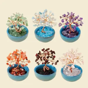 Natural Crystal Tree, 1 Count Handmade Tree with Bowl, Flowerpot Base, Reiki Healing Mineral Specimen Gifts, Home Decor, Amethyst Crystal