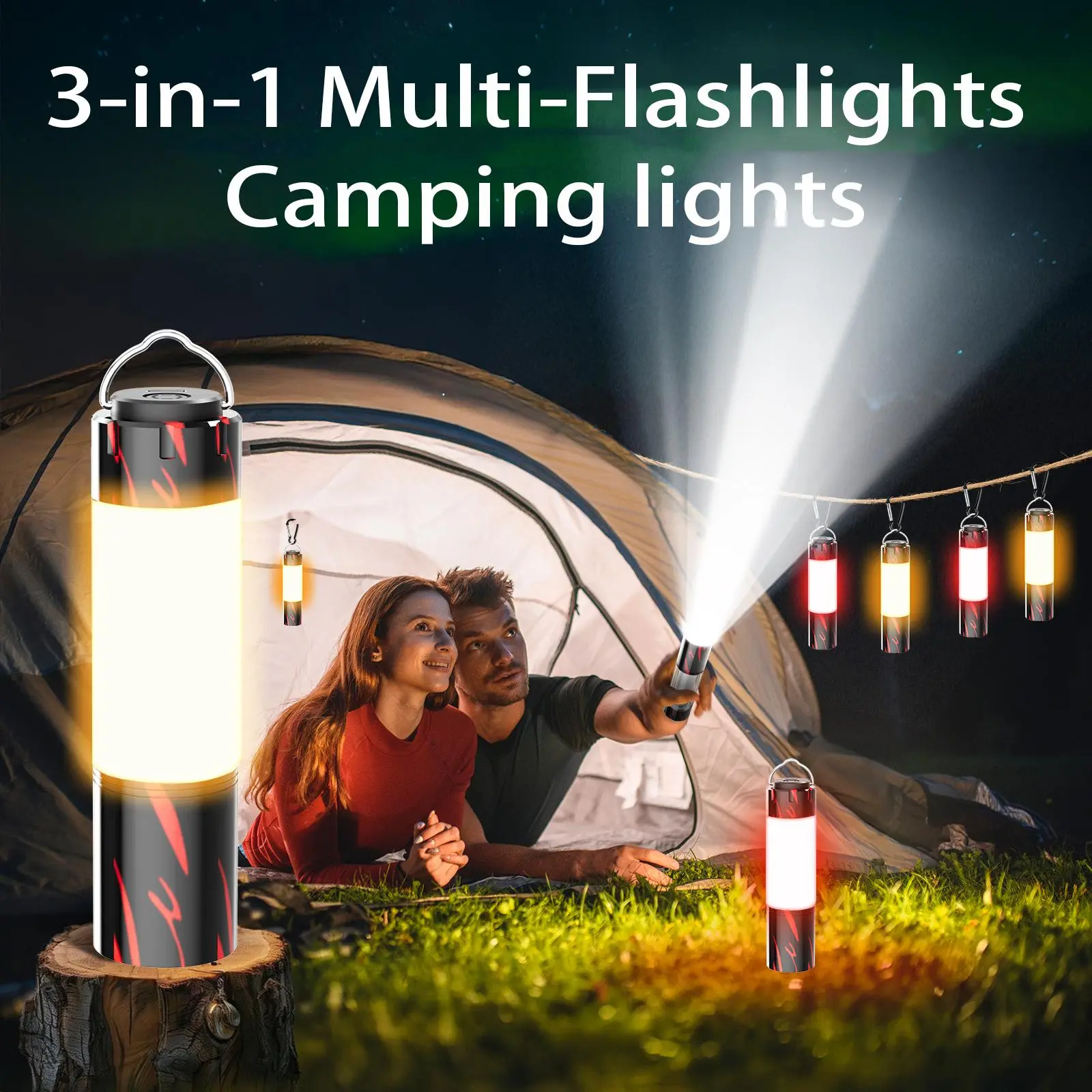 3-in-1 Multi-Function Portable Flashlights - High Lumens LED Zoomable ...