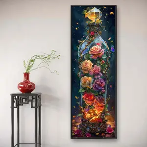 Flower & Wine Pattern DIY Diamond Arts Colorful Painting Kit without Frame, DIY 5D Diamond Arts Colorful Painting Kit, Wall Art Decor for Home Living Room Bedroom, Handicraft, Handmade Gifts, Diy Kits