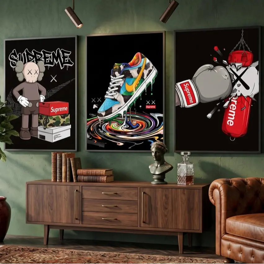 KAWS Poster Set of 3, Hypebeast Decor, Kaws Figure Wall Art, Sneaker Lover Wall Art, Streetwear Room Decor, Poster Decor Room