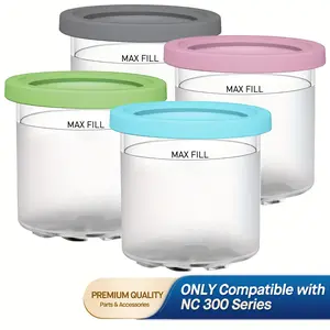 Cream Ice Cream Container Set, Compatible with Nc299amz & Nc300 Series, Includes Cups, Bowls, Buckets, Ideal for Soft Serve Machines