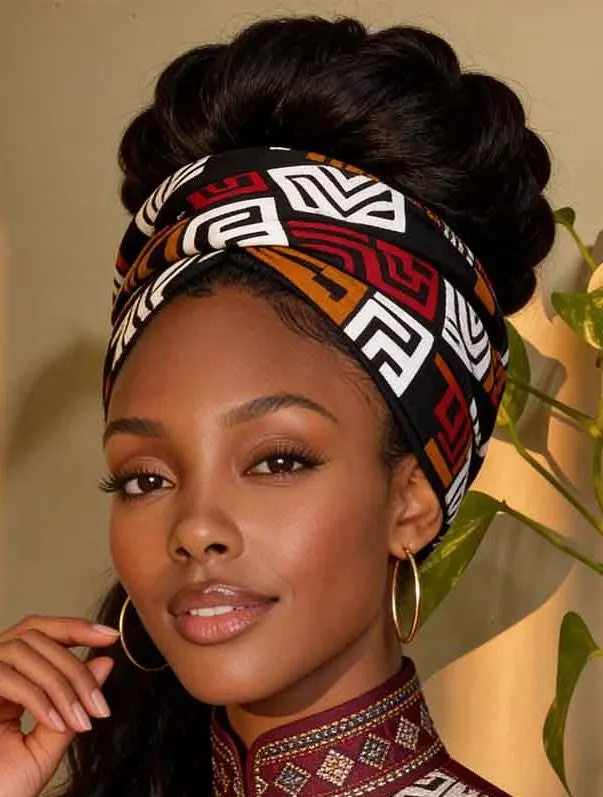Female Scarf Head Wrap, Angola Design, Double Print Large Size for Casual Wear