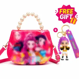New children's bag witch girl group change bag anime cute storage bag messenger bag,Present a keychain,Decorations,Girls Mini Handbag with Adjustable Strap, Cute Cartoon Crossbody Purse, Pearl Handle Shoulder Bag for School, Party, Travel, Everyday Use