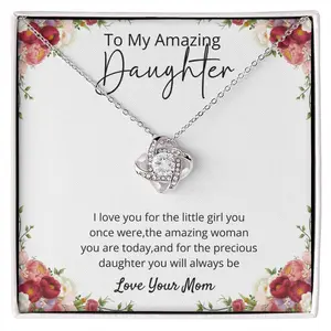 Daughter Necklace from Mom Sterling Silver Knot Pendant