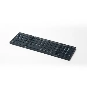 Triple Fold Wireless Bluetooth Keyboard with Numeric Keypad Three Mode Connection Supports Simultaneous Device Linking Ultra Thin Lightweight