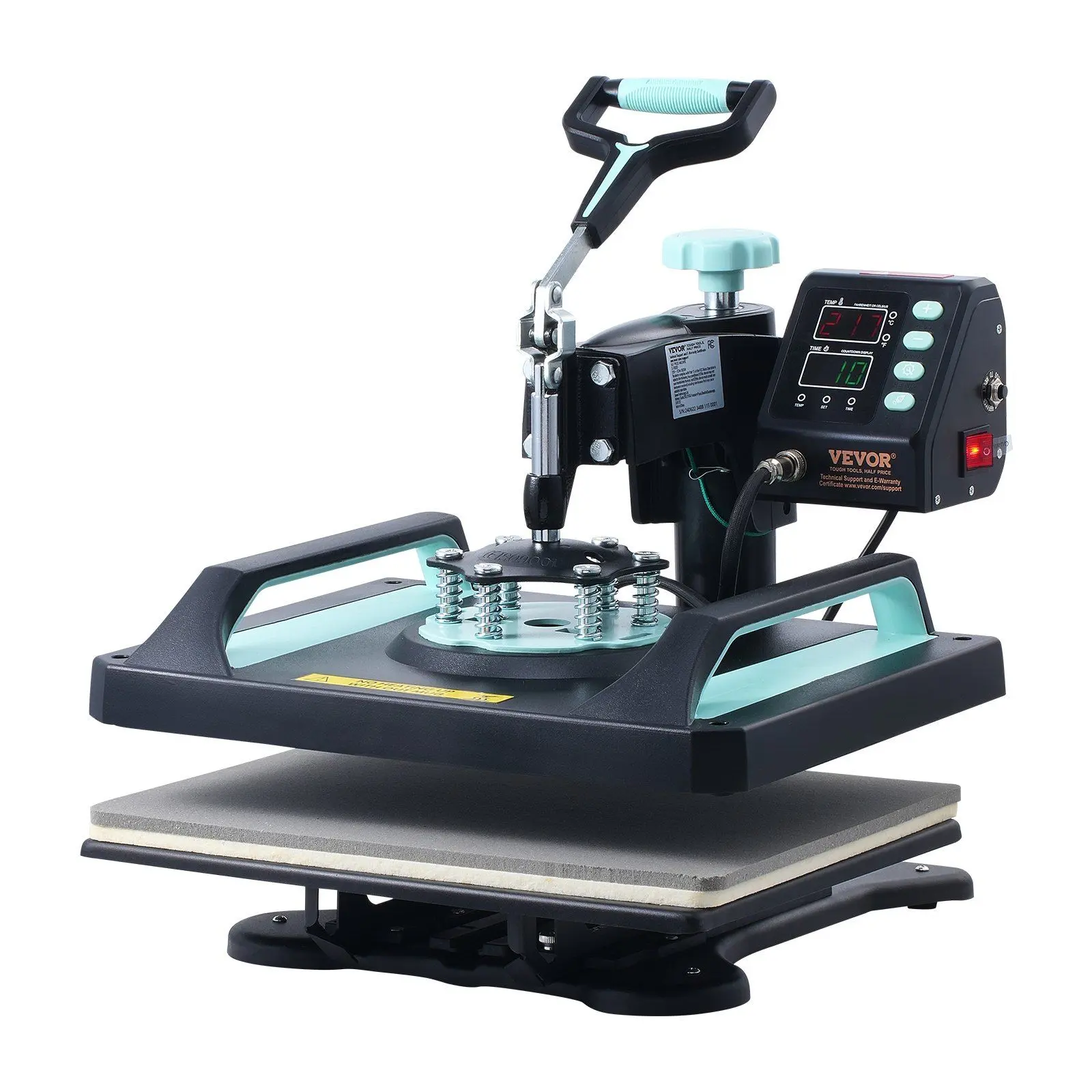 VEVOR 8-in-1 Heat Press Machine, 12x15 in Size, 30oz Tumbler Press for T-Shirts, Mugs, Ceramic Plates, Ideal for Personalized Gifts & DIY Projects, Black+Green, Swing-Away Arm