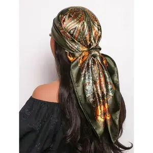 Women's Vintage Paisley Print Square Scarf, Boho Style Hair Scarf, Fashion Hair Accessories for Women & Girls