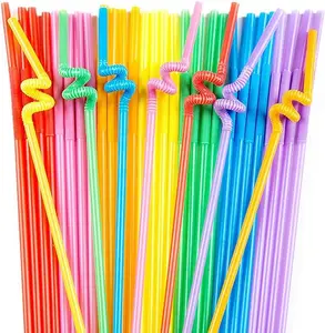 100PCS 12.6 inch Extra Long Colorful Plastic Straws Disposable,Bendy Straws Drinking Plastic,Party Fancy Flexible Disposable Straw