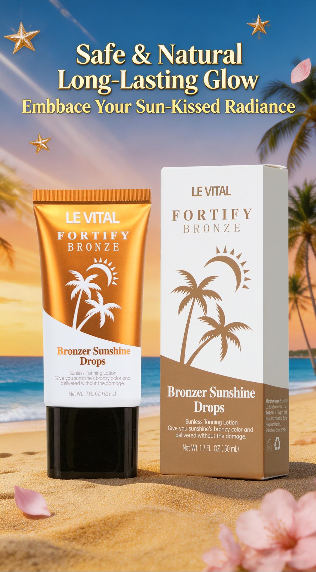 LE VITAL Sunless Tanning Lotion 50ml – Natural Bronzer Sunshine Glow, Fast-Absorbing Self Tanner for  Body, Non-Greasy Streak-Free Formula, Gentle UV-Free Tanning Cream for a Healthy Sun-Kissed Look