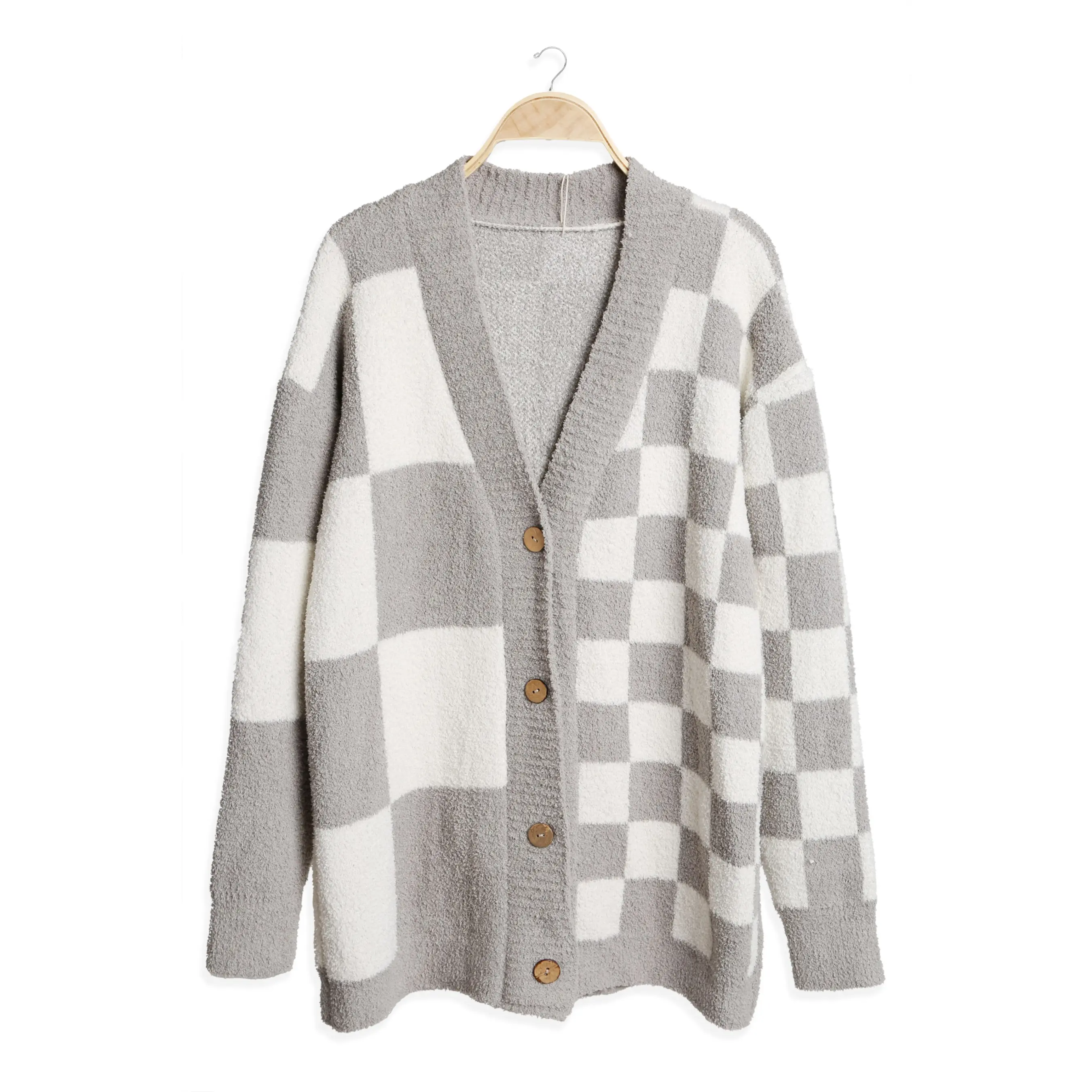 ComfyLuxe Two-Sized Checkered Pattern Luxury Soft Buttoned