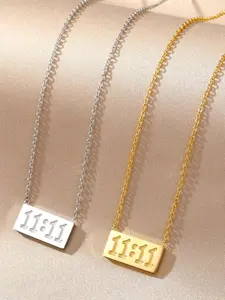 Stylish Stainless Steel Necklace for Women, 11:11 Design with Elegant Charm, Perfect Valentine's Day Gift, Fashionable and Versatile Jewelry