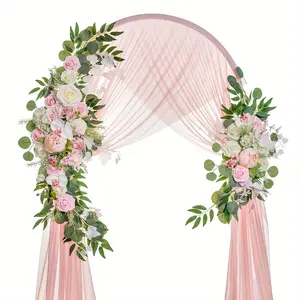 2-piece set of elegant large pink wedding arch flowers, multifunctional home decoration, suitable for reception and ceremony background layout, very suitable for weddings, birthdays, table decoration, home decoration, photography