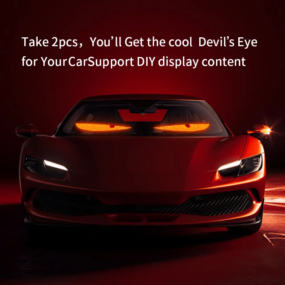 2Pcs LED Devil Eyes Light for Windshield Trucks Vans FPCB hard Screen LED Scrolling Sign with App Remote Control,LED Flexible Programming Screen, DIY Text Animation Window Sign, IP65 Waterproof