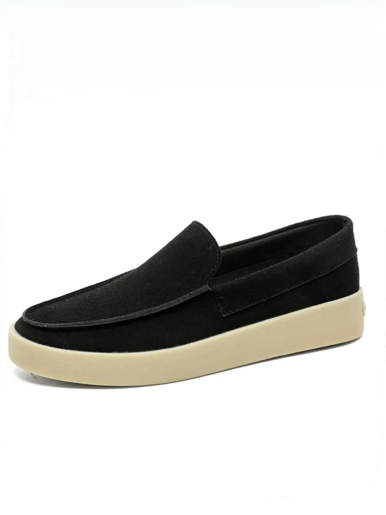 1 Pair Men's Vintage Suede Thick-Soled Flat Loafers| Street Cool Style | Soft Elastic Cushion + Slip-On Design + Minimalist Silhouette | Daily Outings / Trendy Outfits / Students, Eye-Catching Personality Trendy Loafers, Footwear, Slip On Shoes