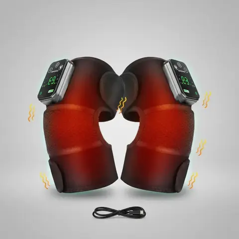 Smart Heated Vibration Knee Massager, 2 Counts Rechargeable Knee Massager for Shoulder, Elbow, Knee, Massage Device for Men & Women, Cordless Rechargeable Massagers