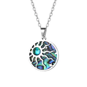 OIDEA Abalone Shell Sun Pentagram Necklace for Women - Stainless Steel Colorful Star Pendant Unique Gift Jewelry, Abalone Shell Necklaces, Adjustable Pendants Necklaces