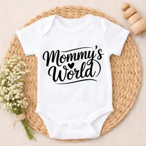 Soft Baby Bodysuit Mommy's World Print 100% Pure Cotton Tag-Free Snap Closure Breathable Gentle On Skin Perfect For Daily Wear