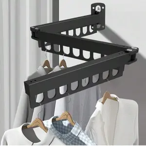 Foldable Wall Hanging Clothesline, Wall Drying Rack, Aluminum Alloy Retractable Laundry Rack for Balcony, Space Saving Indoor Outdoor Use