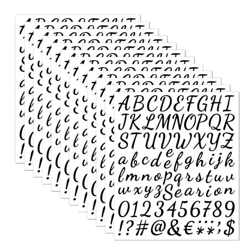 Alphabet & Number Pattern Sticker, 10pcs/set Self Adhesive Decorative Sticker, Decor Sticker for Gift Greeting Card Water Bottle Laptop Phone