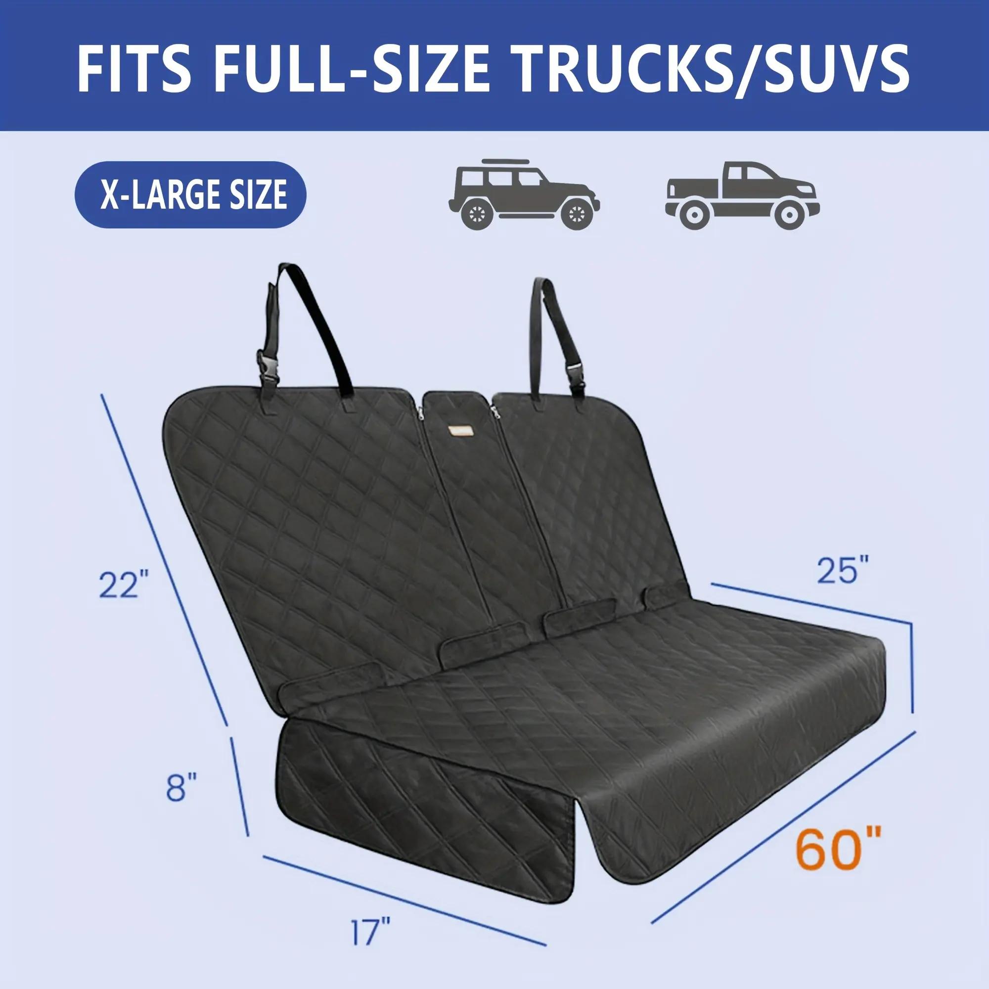 Bench Seat Covers Suitable for Cars, Trucks, And Suvs - Waterproof And Easy to Clean Car Seat Protectors, Perfect for Messy Kids And Drooling Pets (Black)