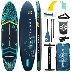 Skatinger 11'6x35" Super Wide Inflatable Paddle Board Ultra Stable Stand Up Paddleboards for 450lb  Family Big Size 100L Backpack All-Round SUP Board US Fin Accessory Non-Slip Deck Complete Accessory  Stand-Up Black 2-in-1 Surfboard Kit Outdoor Beach
