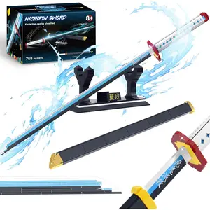 Shinazugawa Sanemi Sword Building Blocks, 788 Pcs Anime Katana Model Kit with Scabbard & Stand, 39 Inch Demon Slayer Toy Gift for Adults Kids, STEM Projects, Collectible Cosplay Weapon