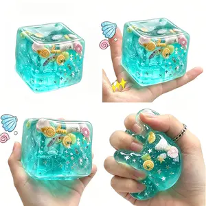 Ocean Shell Cube Squishy Slow Rising Squeeze Fidget Toy Viral Squishies Dumpling Butter Anxiety Relief Stress Relief Gifts for Men Easter Kids Mini Fidgets Decompression