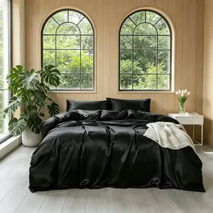 Luxurious Satin Bedspread Set, Solid Color Bedding, Soft and Comfortable, Includes 1 Duvet Cover + 2 Pillowcases, No Inner Core Included