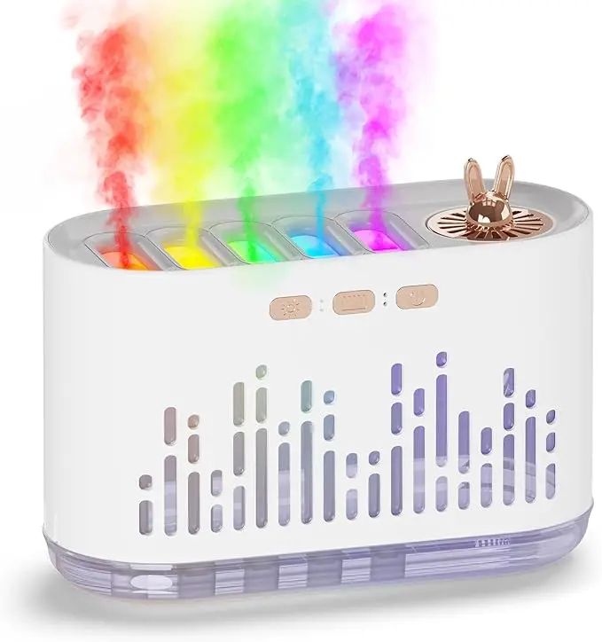 700ml Compact Music-Sensing Aromatherapy Diffuser Humidifier - Color Flame Dynamic Light Show, Sound-Controlled Mist, 7-Color LED Nightlight, Auto Shut-Off, 6H Timer, 24/7 Safety, BPA-Free, Sleep Aid - for Bedroom Users, Camera Care, Office, Meditation