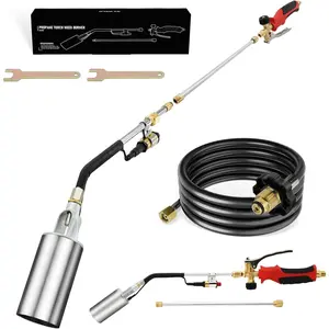 Charcoal Heavy-Duty Flame Torch, Self Igniting Outdoor Unwanted Plant Burner, Foot Hose, Eco-Friendly Gas Torch for Overgrowth Removal, Fire Starting, Ice Melting & More