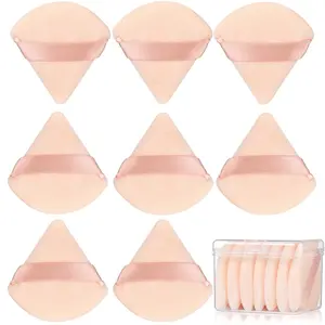 8 Pcs Cotton Powder Puff Face,Triangle super soft Both dry and wet Makeup Setting Puff,For Concealer/Loose Powder/Body Powder/Foundation/Blush Makeup Sponge Set (Nude)