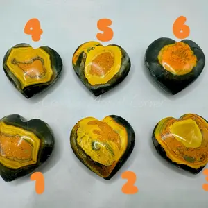 Bumble Bee Jasper Heart Shaped Carvings ~ Natural Crystals Stones ~ Healing ~ promotes strength, courage, confidence, and optimism ~ Home Decoration crystal magic