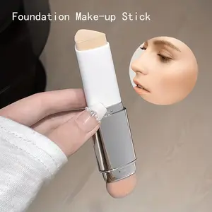 Natural-Finish Pore-Blurring, Powder-Free Foundation Stick with Applicator Brush