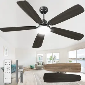 Ceiling Fans with Lights and Remote, 52 Inch Modern Ceiling Fan with Light, Downrod & Flush Mount, Quiet DC , Dual Finish 5  Ceiling Fan for Bedroom Living Room Farmhouse Indoor