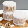 500 Counts Swabs with Durable Wooden Handle, Round and Spiral Tips, 3 Inch Length, Unscented, Cleaning, Includes Storage Box or Bag