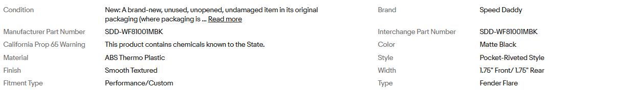 FOR 2016-2017 TOYOTA TACOMA 4PCS POCKET RIVETED WHEEL FENDER FLARES MATTE BLACK