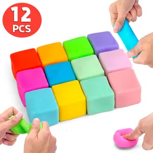 12/36/72PCS Slow Rising Stress Cube, Dough Stress Balls Soft Fidget Squishy Toys, Squishy Balls Bulk, Pull Stretch Classroom Prize Party Favors Toys, Fidgets for Classroom