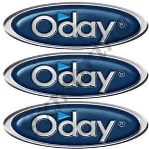 ODAY Blue Oval Vinyl Decal Boat Stickers 3 PC Set, 6.5"x2"